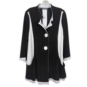 Design Today’s by Song & Sung Women’s Black White Contrast Jacket Pockets Size S
